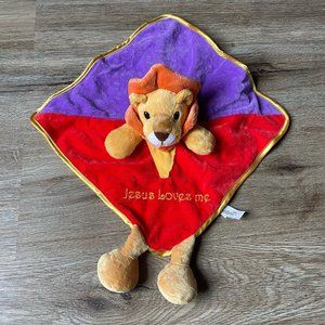 Bestever Lion Jesus Loves Me Lovey Security Blanket Plush Red Purple